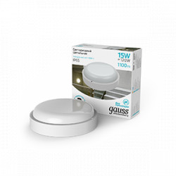 Светильник ЖКХ Gauss Elementary круг 15W 1100lm 4000K 160-260V IP65 D160*53 белый LED 1/40
