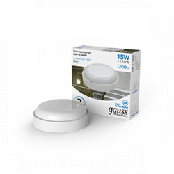 Светильник ЖКХ Gauss Elementary круг 15W 1200lm 6500K 160-260V IP65 D160*53 белый LED 1/40