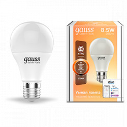 Лампа Gauss Smart Home A60 8,5W 806lm 2700К E27 диммируемая LED 1/10/40