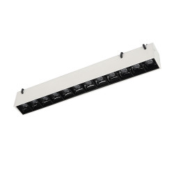 DK5570-WB Cветильник для трека-ремня Belty, серия Grill, со светодиодом, L323*W40*H45мм, 48V DC, 12W, RA90, 24°, 4000K, IP20, белый с черным, алюминий
